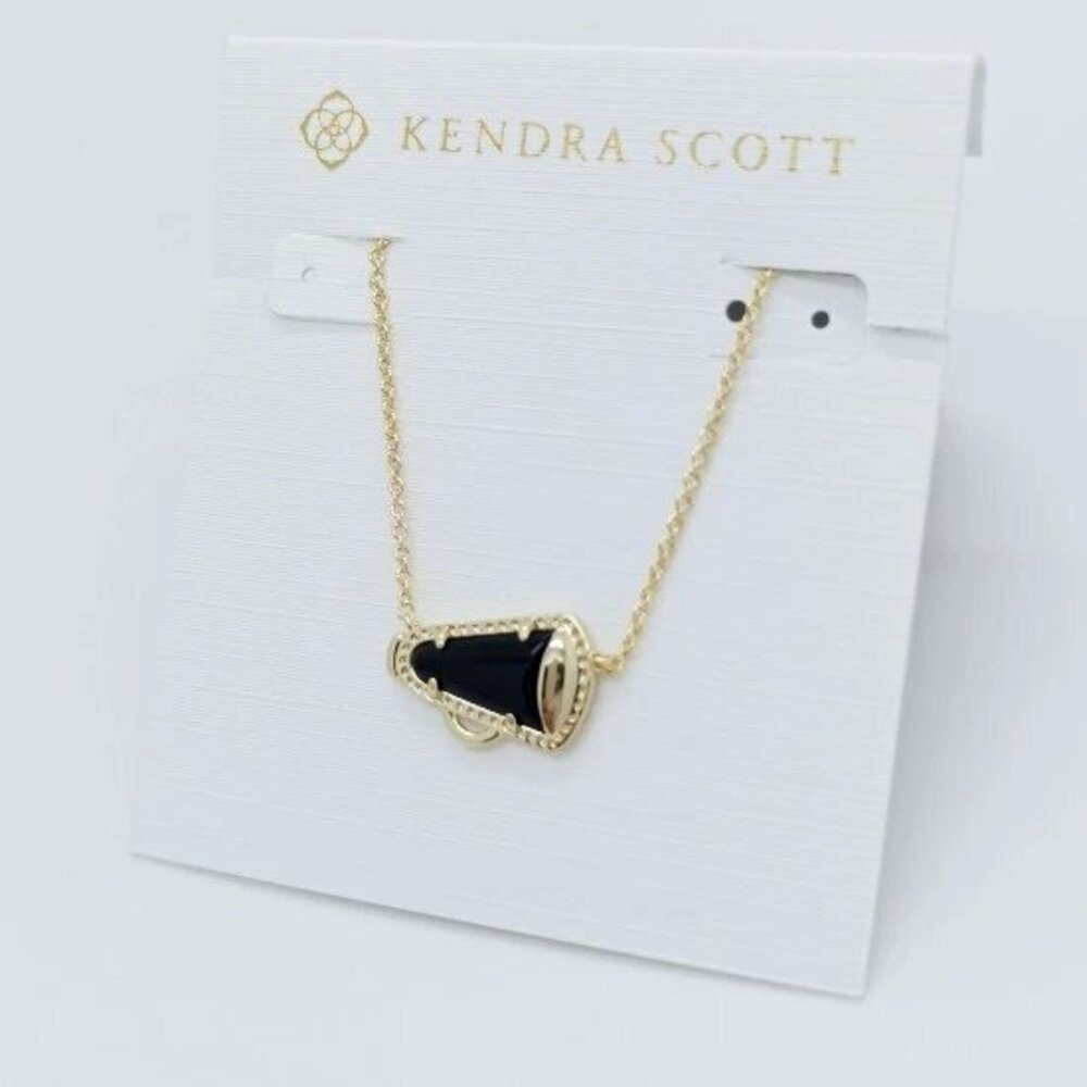 Kendra Scott Cheer Gold Pendant Necklace In Black Agate - Picture 2 of 4